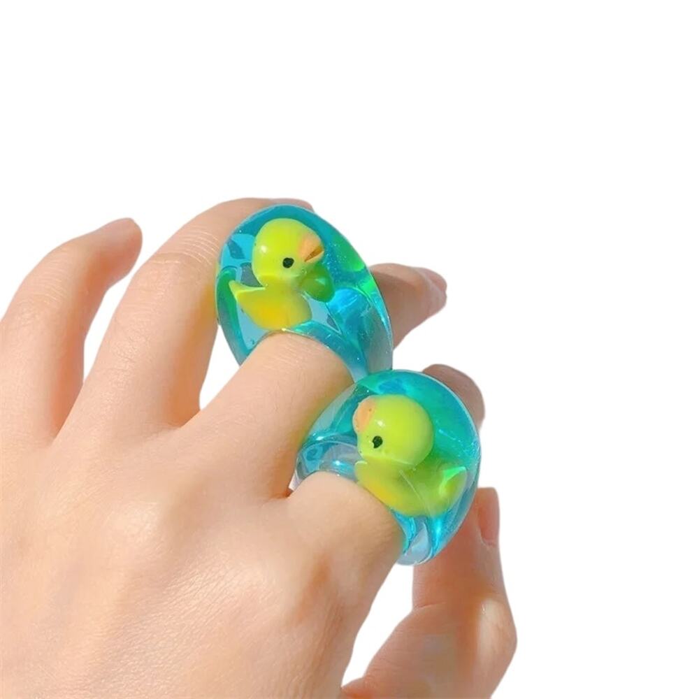 Wear this one on your next Cruise Acrylic Blue Yellow Cruise Ducky Ring Size 8